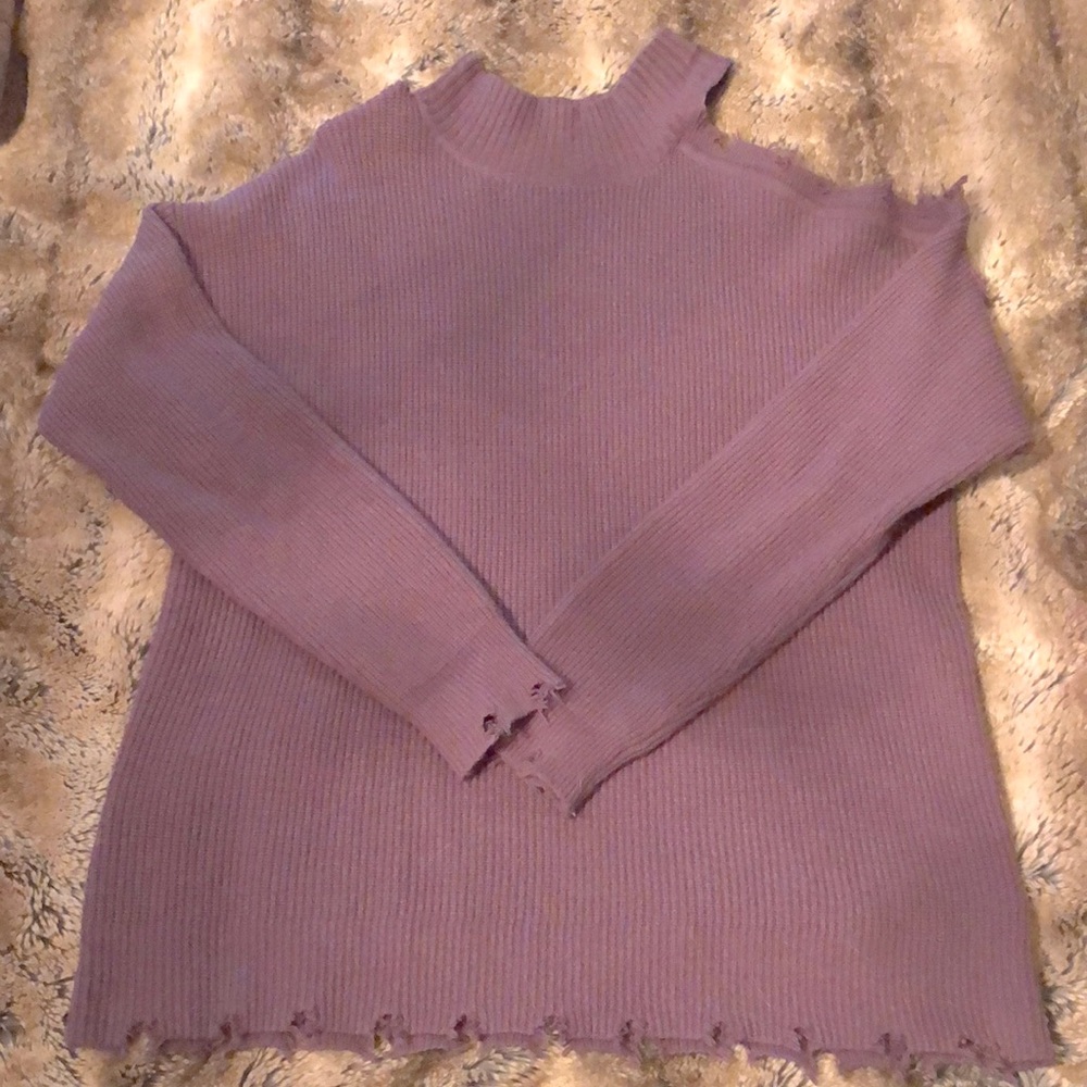 Maurices freyed edge cold shoulder sweater